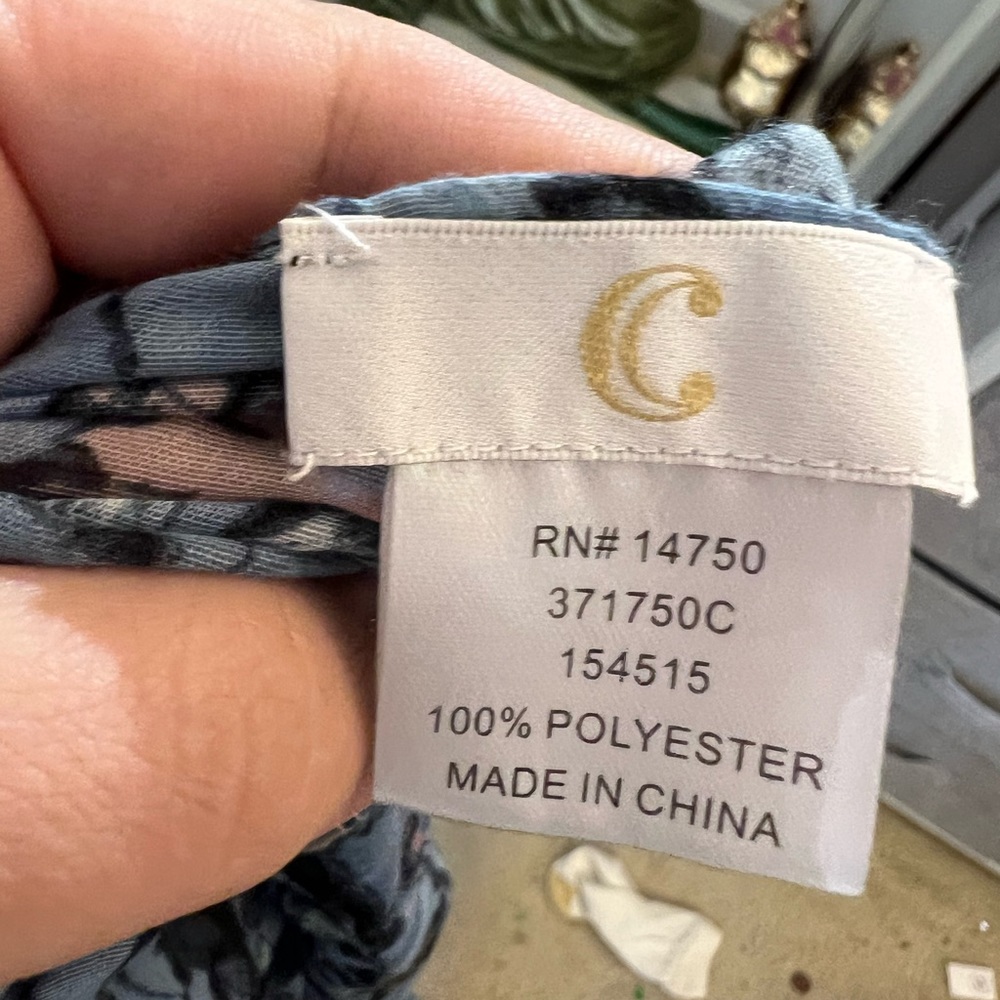 ❤️🧣BEAUTIFUL DESIGNER SCARF🧣❤️INFINITY LONG EUC GIFT BLUE FLORAL LIGHTWEIGHT - Picture 3 of 8